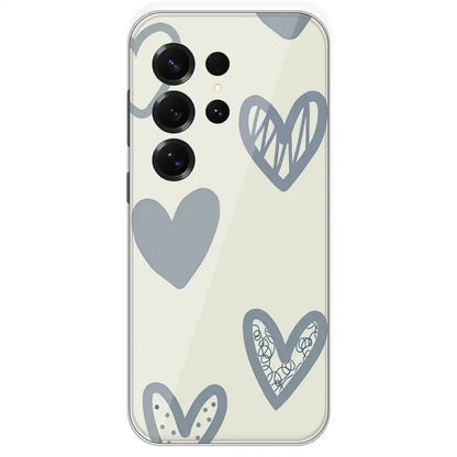 Light Blue Hearts - Printed Silicone Case For Samsung Galaxy S25 Ultra