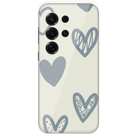 Light Blue Hearts - Printed Silicone Case For Samsung Galaxy S25 Ultra