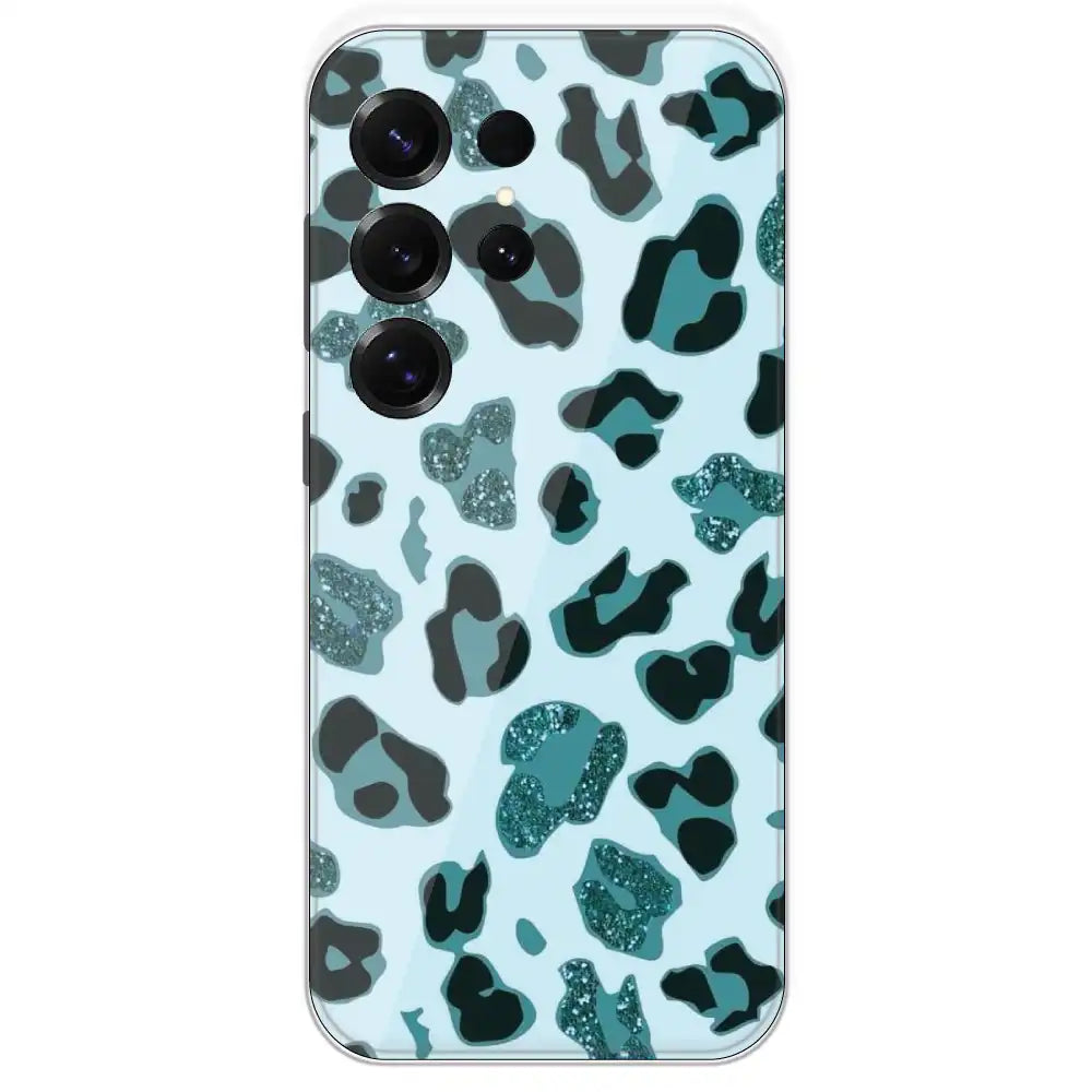Blue Leopard Glitter Print - Printed Silicone Case For Samsung Galaxy S25 Ultra