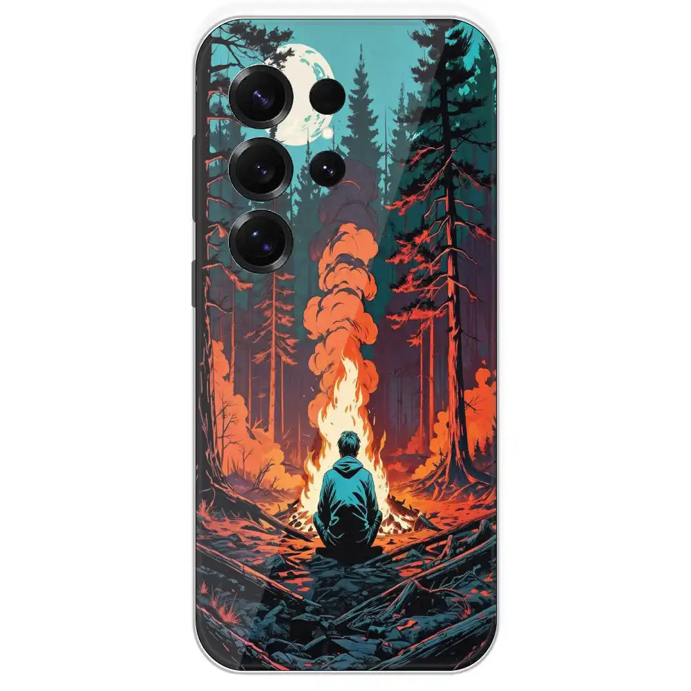 Boy With Camp Fire - Printed Silicone Case For Samsung Galaxy S25 Ultra