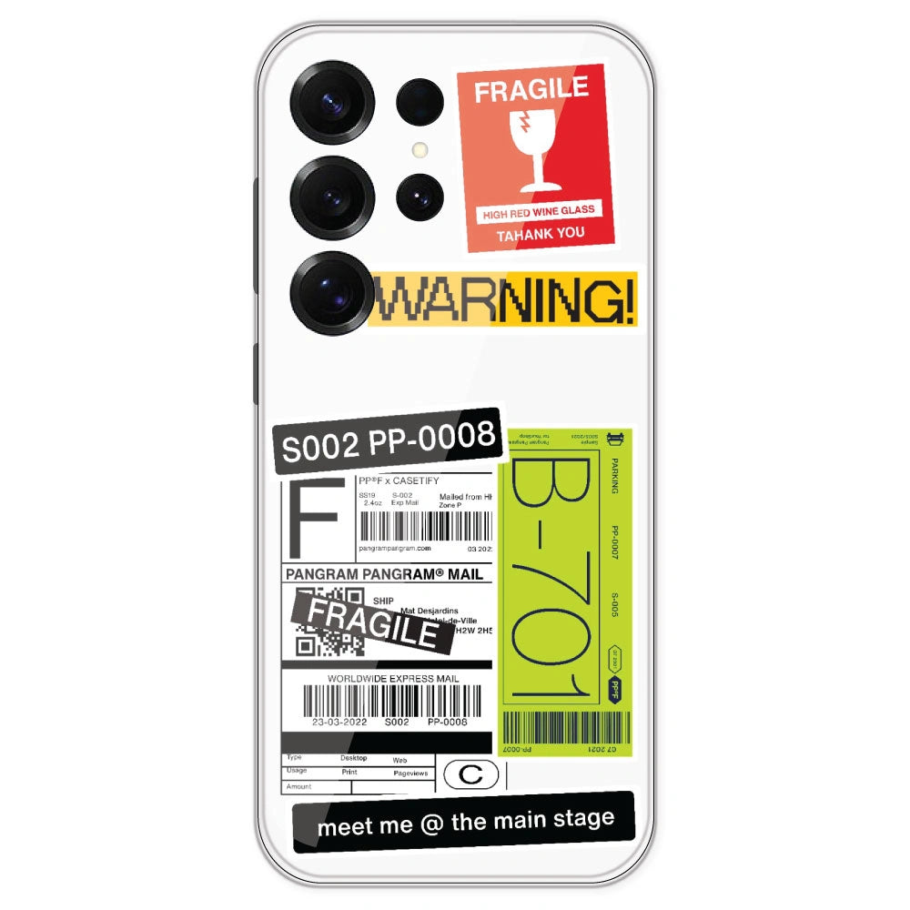 Fragile Labels - Clear Printed Silicone Case For Samsung Galaxy S25 Ultra