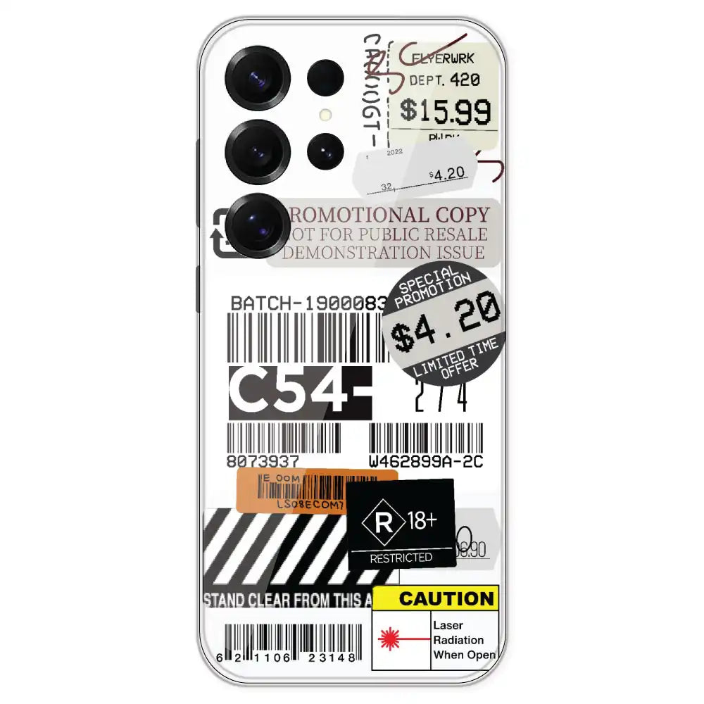 Labels - Clear Printed Silicone Case For Samsung Galaxy S25 Ultra
