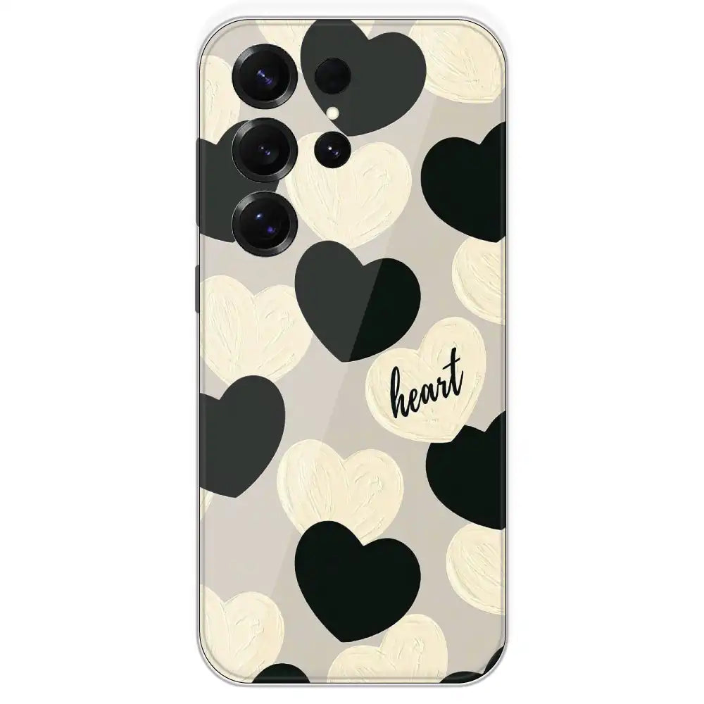 Black And White Heart - Printed Silicone Case For Samsung Galaxy S25 Ultra