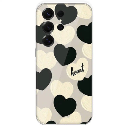 Black And White Heart - Printed Silicone Case For Samsung Galaxy S25 Ultra