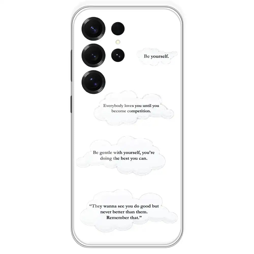 Quotes And Clouds - Clear Printed Silicone Case For Samsung Galaxy S25 Ultra