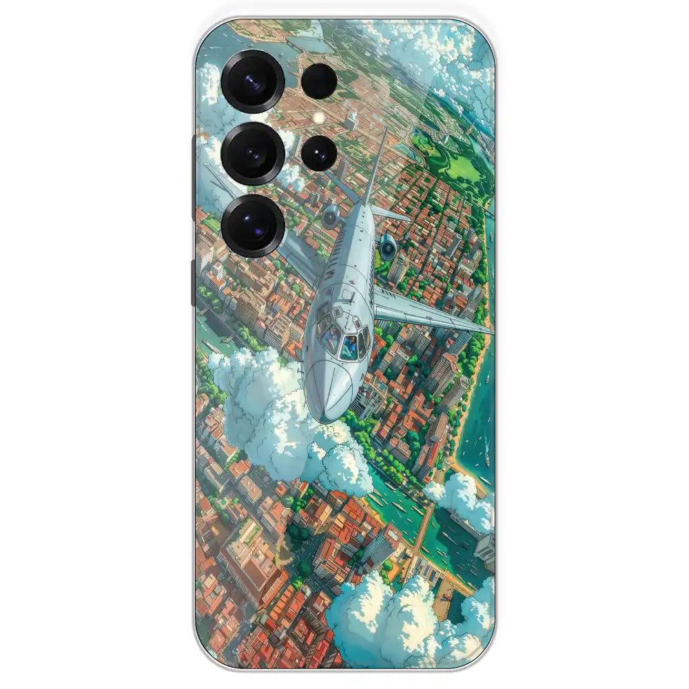 Flying Over City - Printed Silicone Case For Samsung Galaxy S25 Ultra