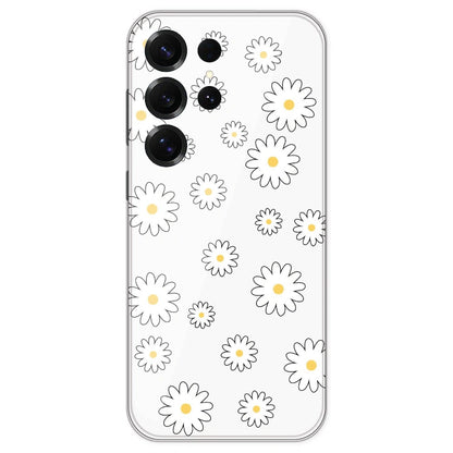 White Flowers - Clear Printed Silicone Case For Samsung Galaxy S25 Ultra