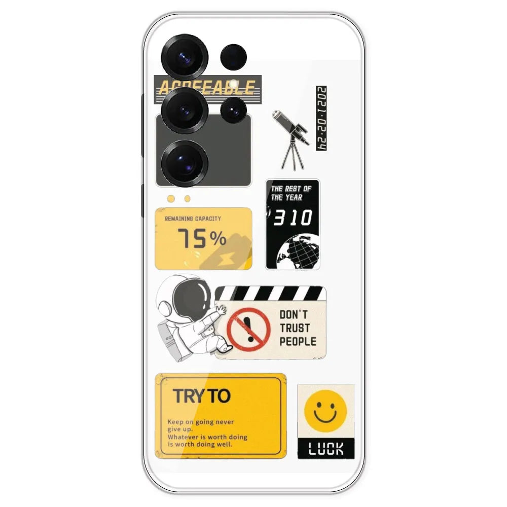 Space - Clear Printed Silicone Case For Samsung Galaxy S25 Ultra