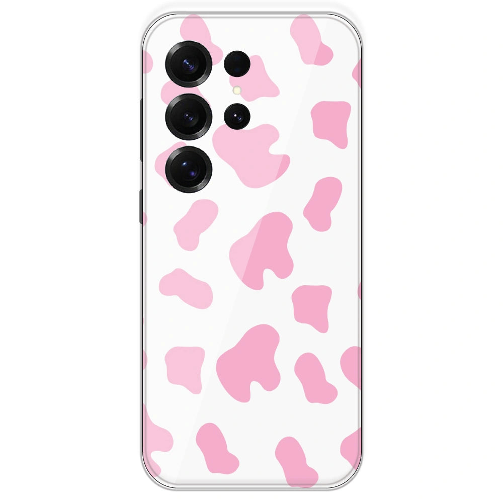 Pink Cow Print - Clear Printed Silicone Case For Samsung Galaxy S25 Ultra