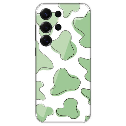 Green Cow Print - Clear Printed Silicone Case For Samsung Galaxy S25 Ultra
