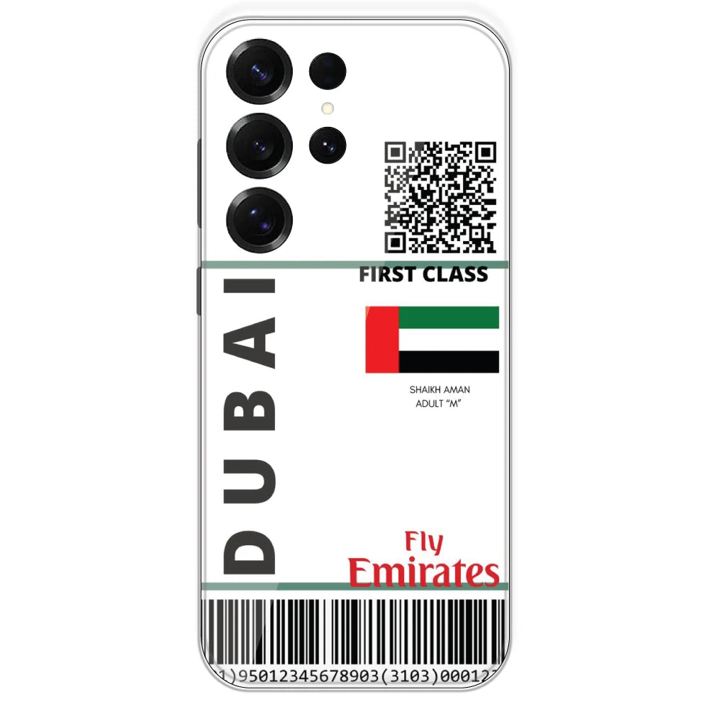 Dubai Ticket - Clear Printed Silicone Case For Samsung Galaxy S25 Ultra