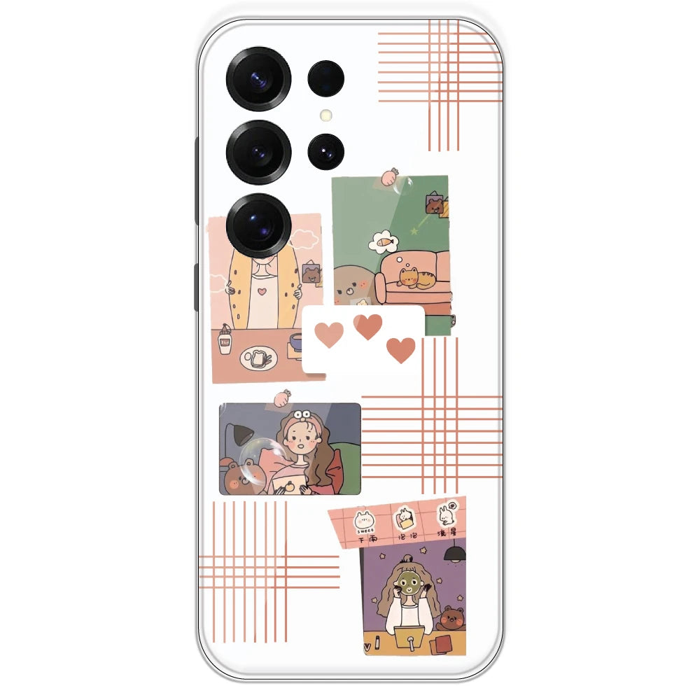 Cute Girl Collage - Clear Printed Silicone Case For Samsung Galaxy S25 Ultra