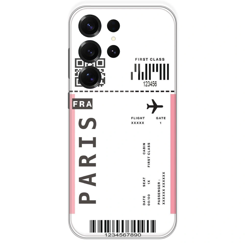 Paris Ticket - Clear Printed Silicone Case For Samsung Galaxy S25 Ultra