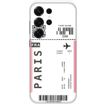 Paris Ticket - Clear Printed Silicone Case For Samsung Galaxy S25 Ultra