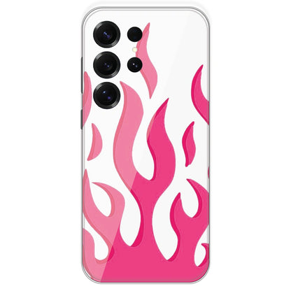 Pink Flames - Clear Printed Silicone Case For Samsung Galaxy S25 Ultra