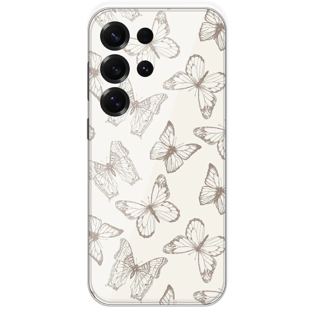 White Butterflies - Printed Silicone Case For Samsung Galaxy S25 Ultra