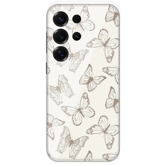 White Butterflies - Printed Silicone Case For Samsung Galaxy S25 Ultra