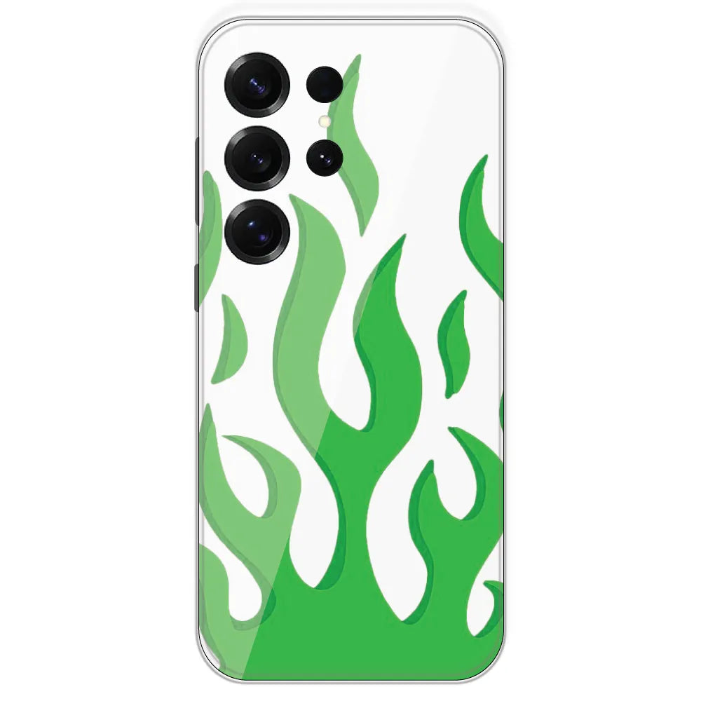 White Aesthetic Flame - Clear Printed Silicone Case For Samsung Galaxy S25 Ultra