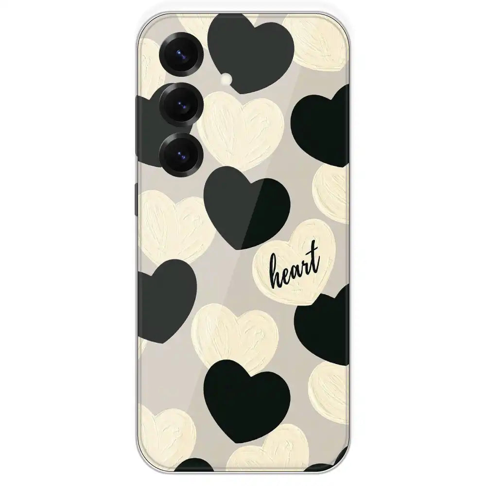 Black And White Heart - Printed Silicone Case For Samsung Galaxy S25