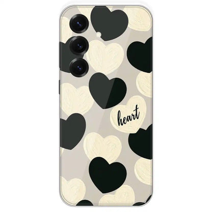Black And White Heart - Printed Silicone Case For Samsung Galaxy S25