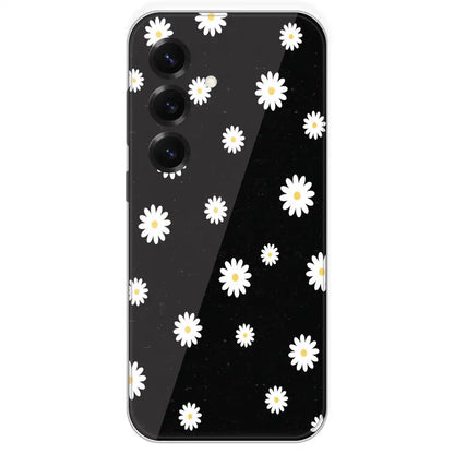 White And Black Flower - Printed Silicone Case For Samsung Galaxy S25