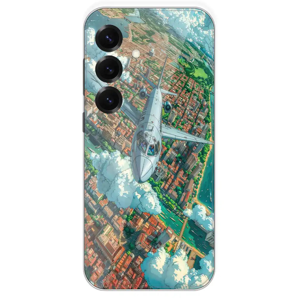 Flying Over City - Printed Silicone Case For Samsung Galaxy S25