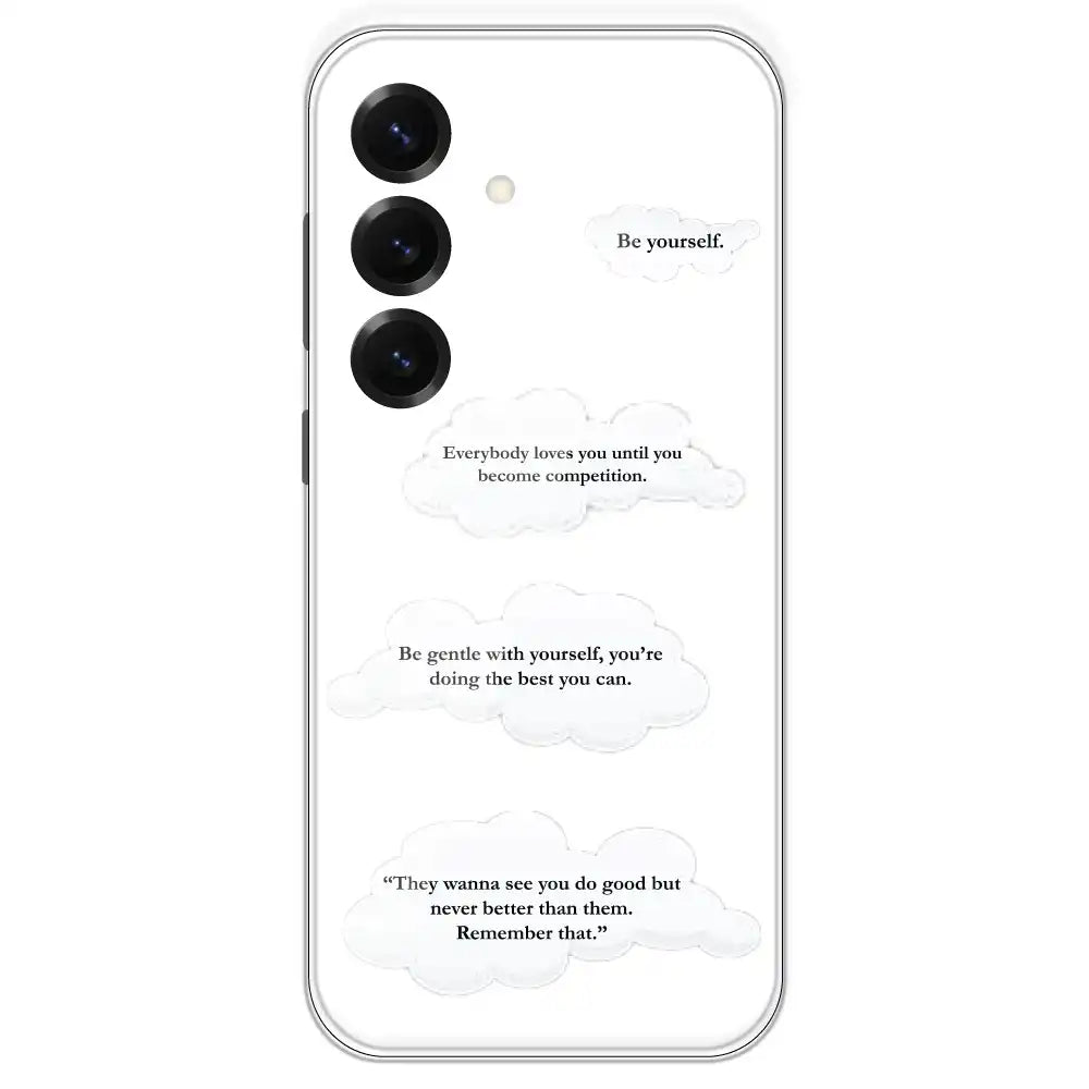 Quotes And Clouds - Clear Printed Silicone Case For Samsung Galaxy S25