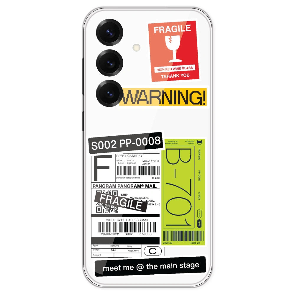 Fragile Labels - Clear Printed Silicone Case For Samsung Galaxy S25