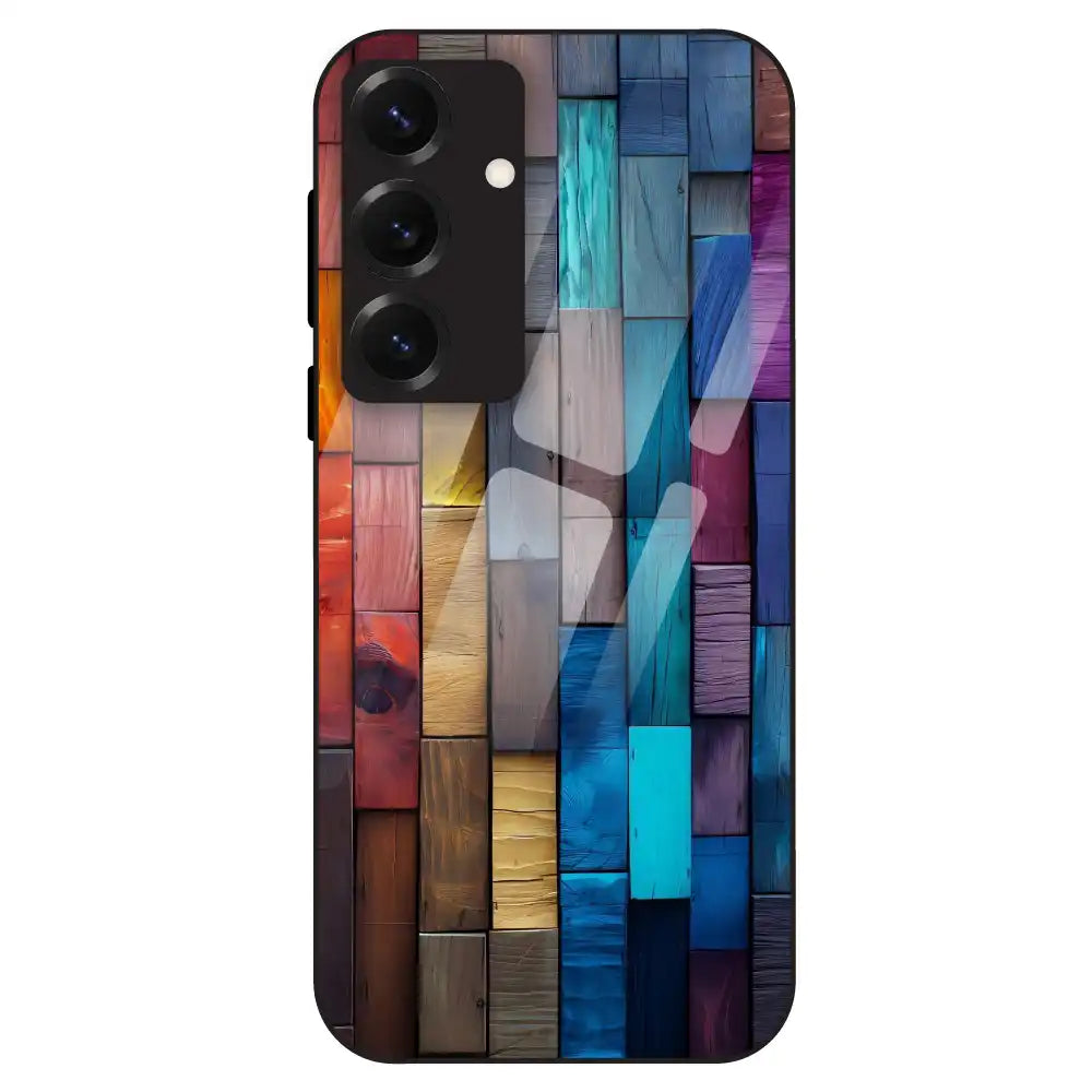 Color Block Wood Texture - Glass Case For Samsung Galaxy S25
