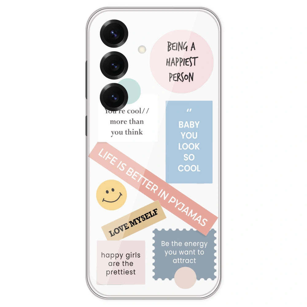 Be Happy - Clear Printed Silicone Case For Samsung Galaxy S25