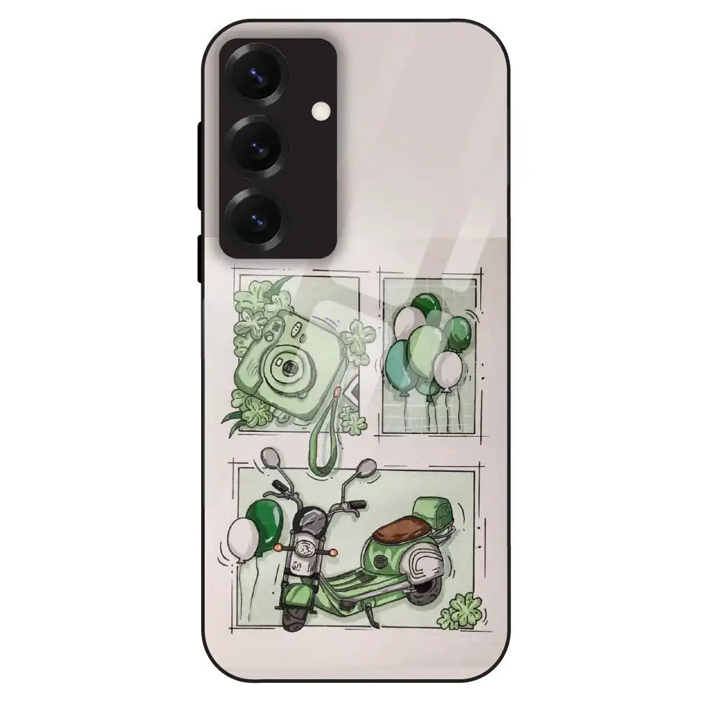 Vintage Green Sketch Aesthetic - Glass Case For Samsung Galaxy S25