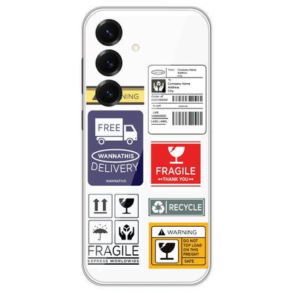 Caution Labels - Clear Printed Silicone Case For Samsung Galaxy S25