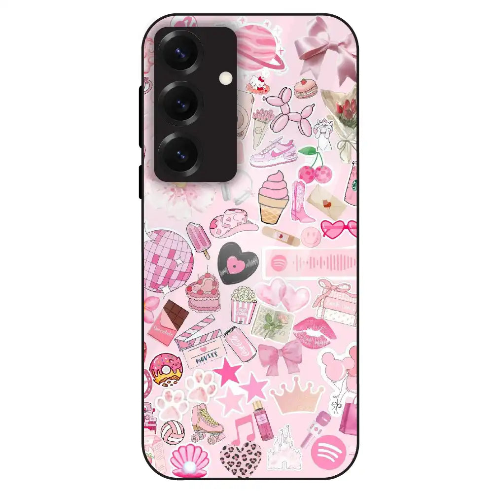 Pink Pop Aesthetic Collage - Glass Case For Samsung Galaxy S25