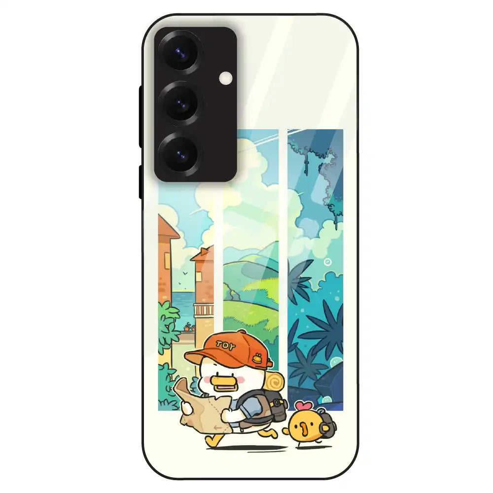Cute Duck Adventure - Glass Case For Samsung Galaxy S25