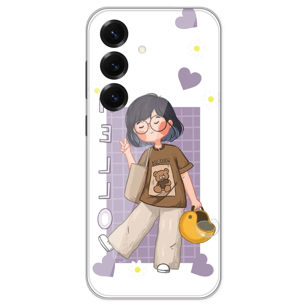Introvert Girl - Clear Printed Silicone Case For Samsung Galaxy S25