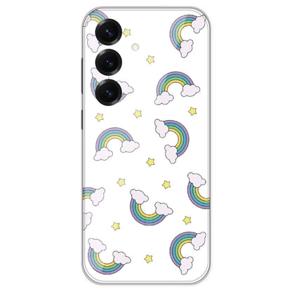 Rainbow With Clouds - Clear Printed Silicone Case For Samsung Galaxy S25