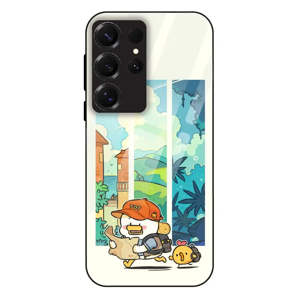 Cute Duck Adventure - Glass Case For Samsung Galaxy S25 Ultra
