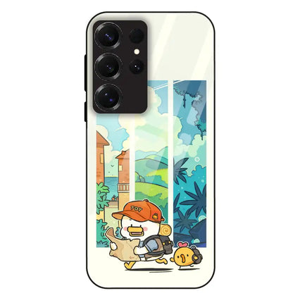 Cute Duck Adventure - Glass Case For Samsung Galaxy S25 Ultra