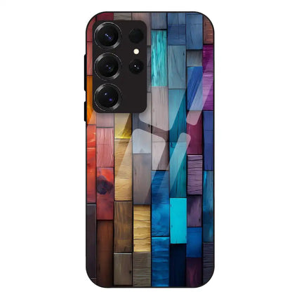 Color Block Wood Texture - Glass Case For Samsung Galaxy S25 Ultra