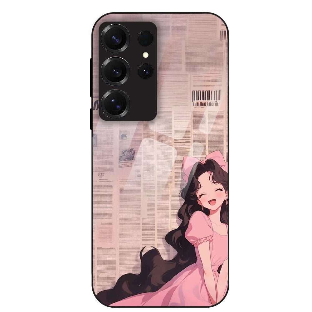 Cute Pink Anime Girl - Glass Case For Samsung Galaxy S25 Ultra