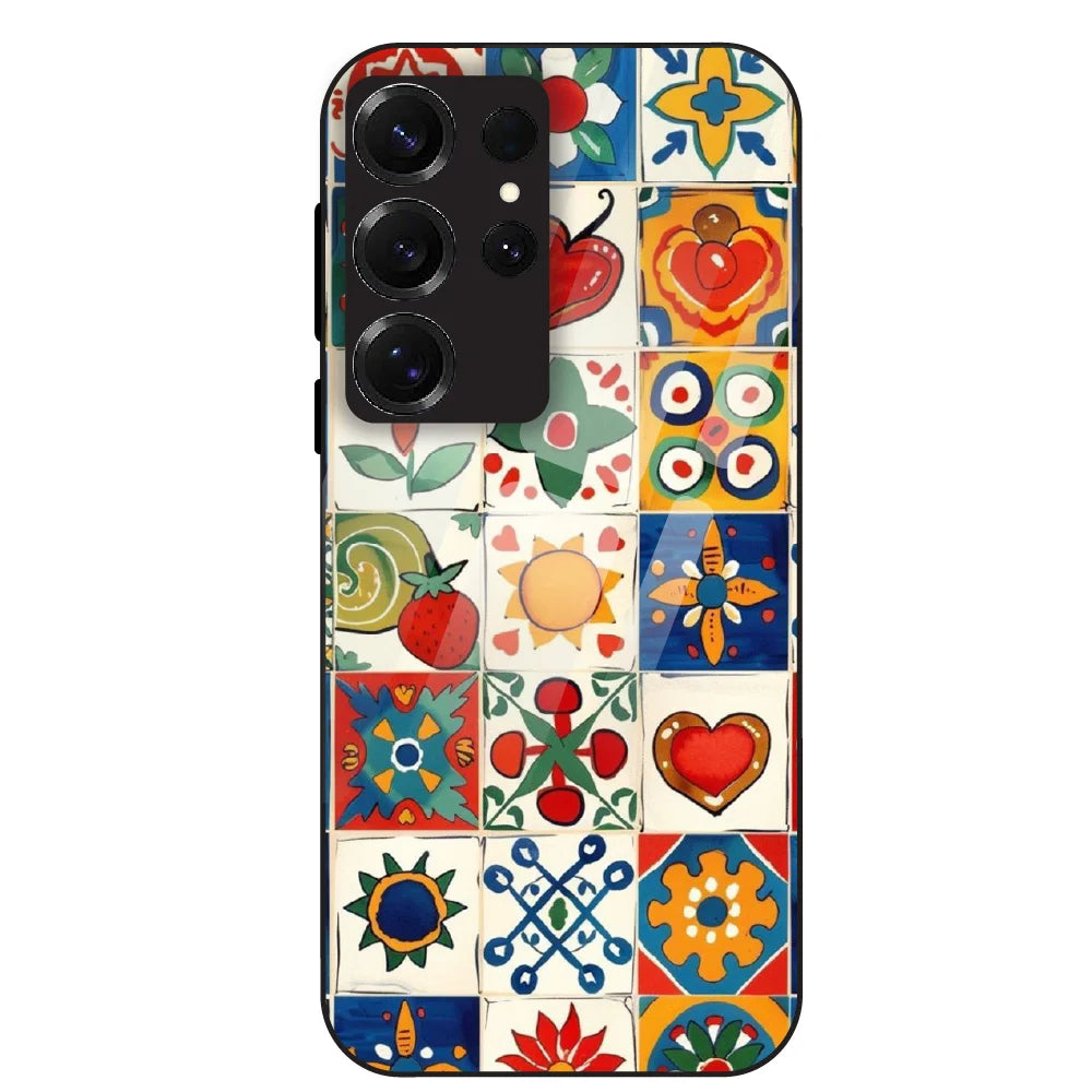 Colorful Tile Art - Glass Case For Samsung Galaxy S25 Ultra