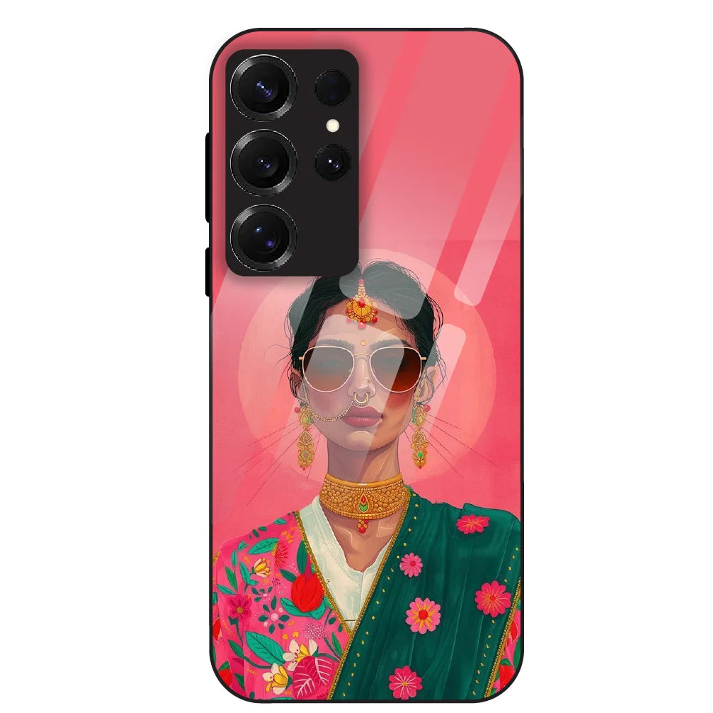 Royal Ethnic Diva - Glass Case For Samsung Galaxy S25 Ultra