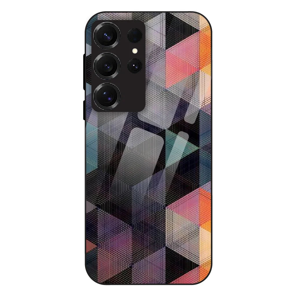 Geometric Prism Grid - Glass Case For Samsung Models