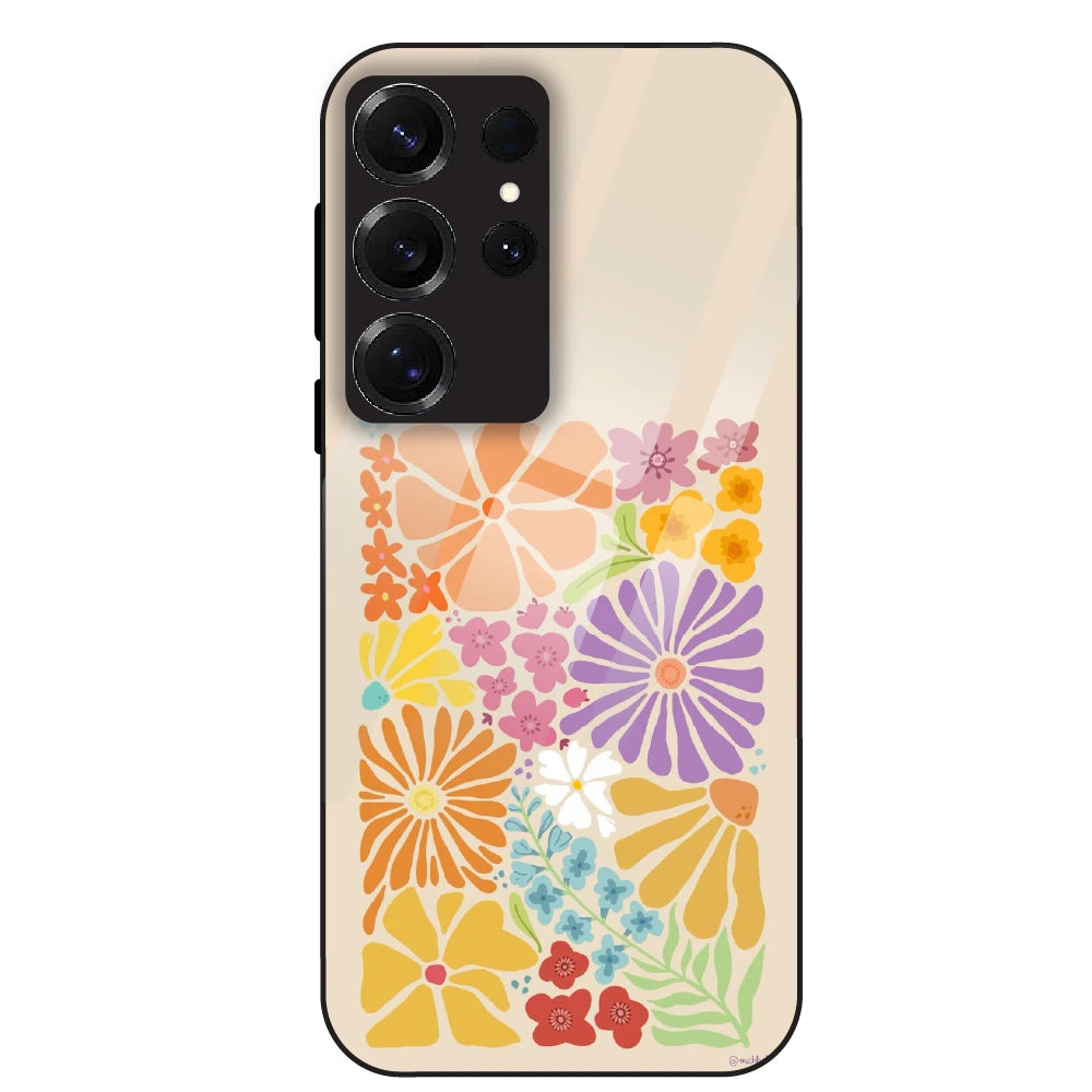 Colorful Floral - Glass Case For Samsung Galaxy S25 Ultra