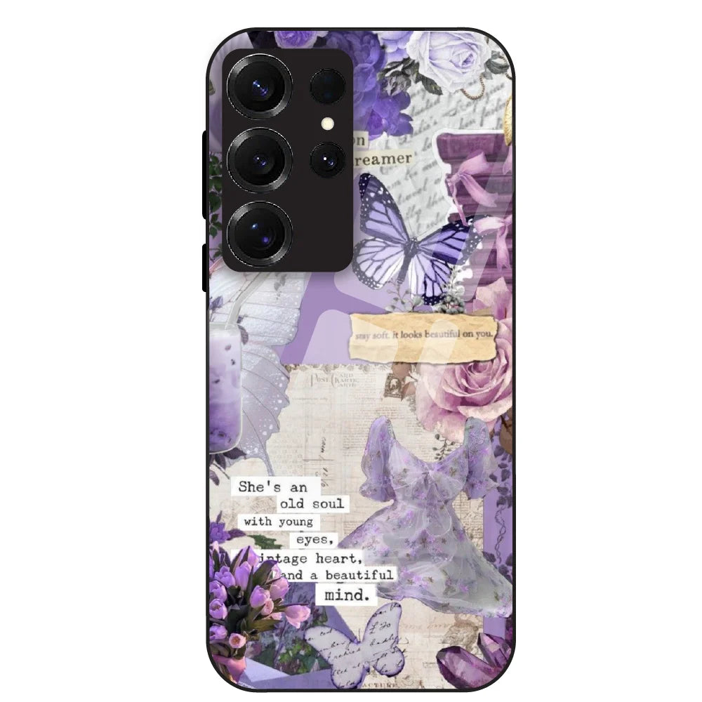 Lavender Vintage Collage - Glass Case For Samsung Galaxy S25 Ultra