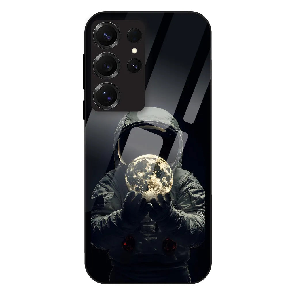 Astronaut Moon Glow - Glass Case For Samsung Galaxy S25 Ultra