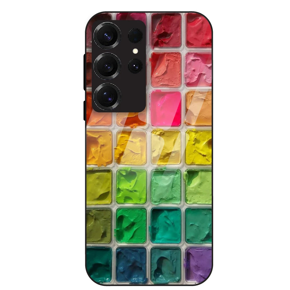 Color Palette Grid Aesthetic - Glass Case For Samsung Galaxy S25 Ultra