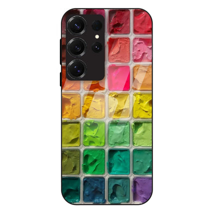 Color Palette Grid Aesthetic - Glass Case For Samsung Galaxy S25 Ultra