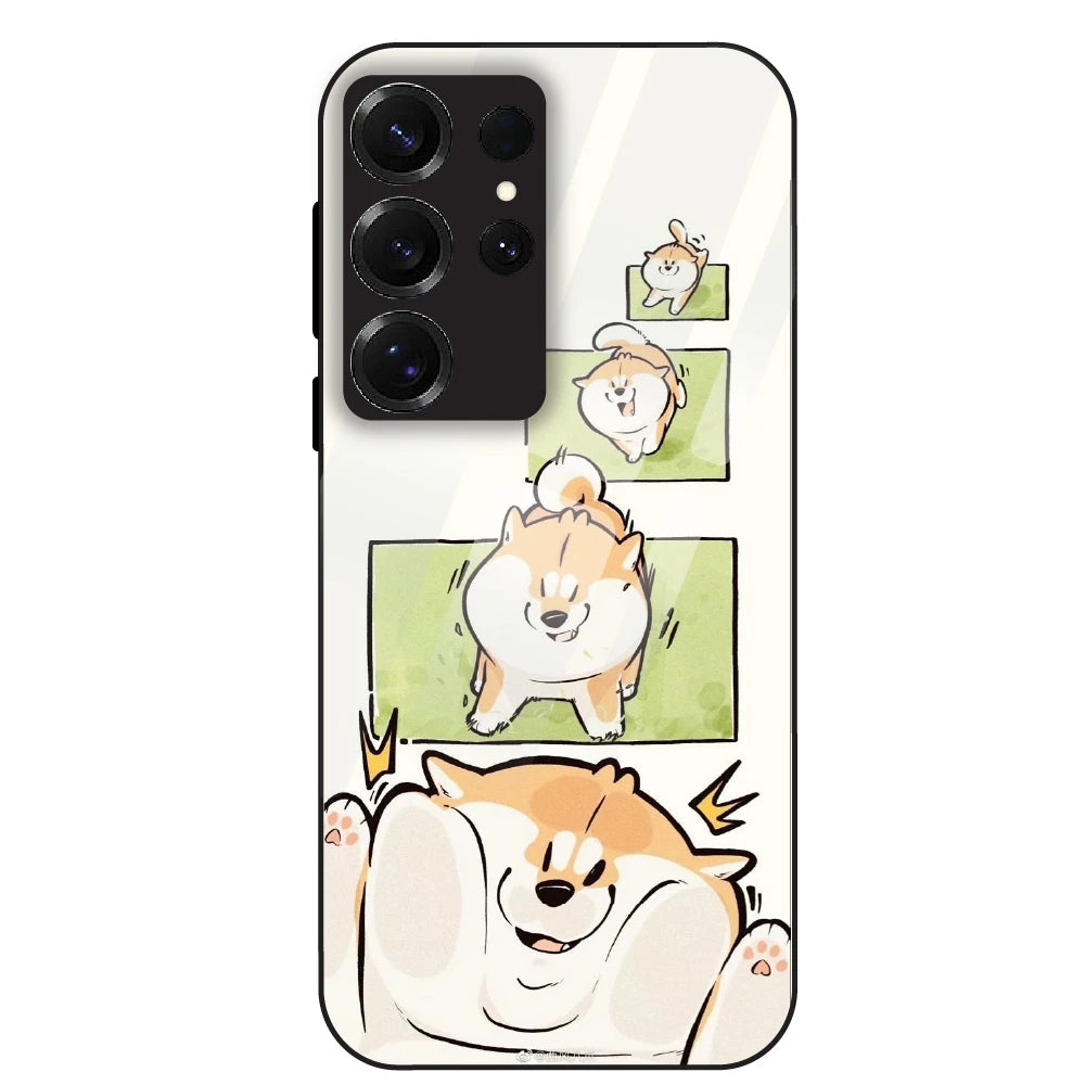 Cute Shiba Steps - Glass Case For Samsung Galaxy S25 Ultra
