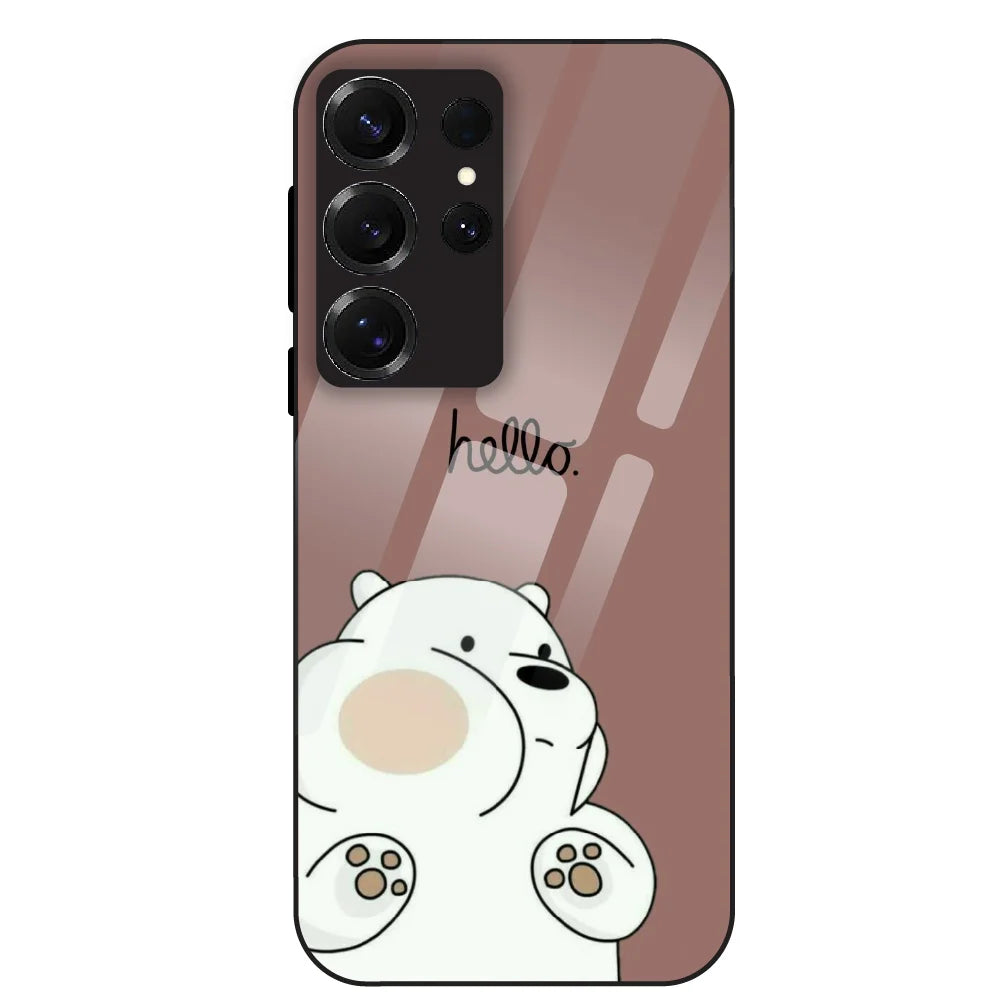 Cute Bear Minimal - Glass Case For Samsung Galaxy S25 Ultra